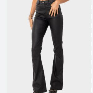 edikted Black Faux Leather Style Flare Jean Pants Size Small NWOT